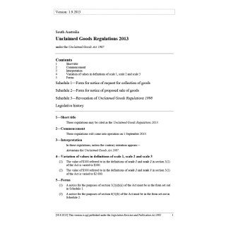 Unclaimed Goods Regulations 2013