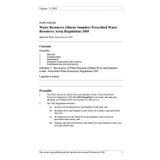 Water Resources (Marne Saunders Prescribed Water Resources Area) Regulations 2005