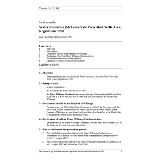 Water Resources (McLaren Vale Prescribed Wells Area) Regulations 1990
