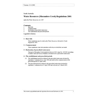 Water Resources (Morambro Creek) Regulations 2001