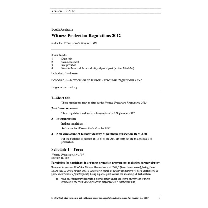 Witness Protection Regulations 2012