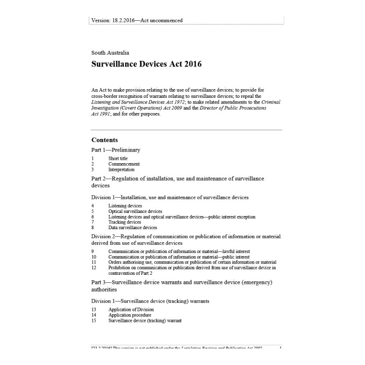 Surveillance Devices Act 2016