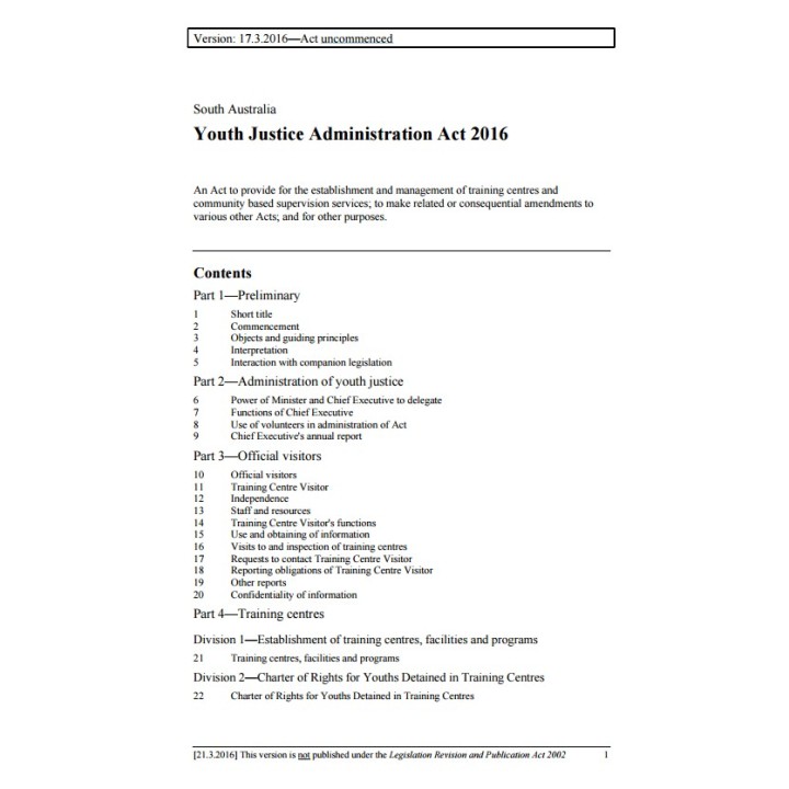 Youth Justice Administration Act 2016