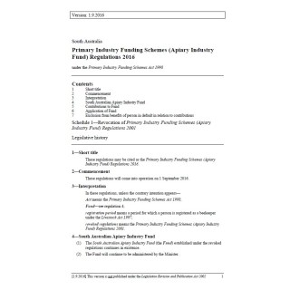 Primary Industry Funding Schemes (Apiary Industry Fund) Regulations 2016