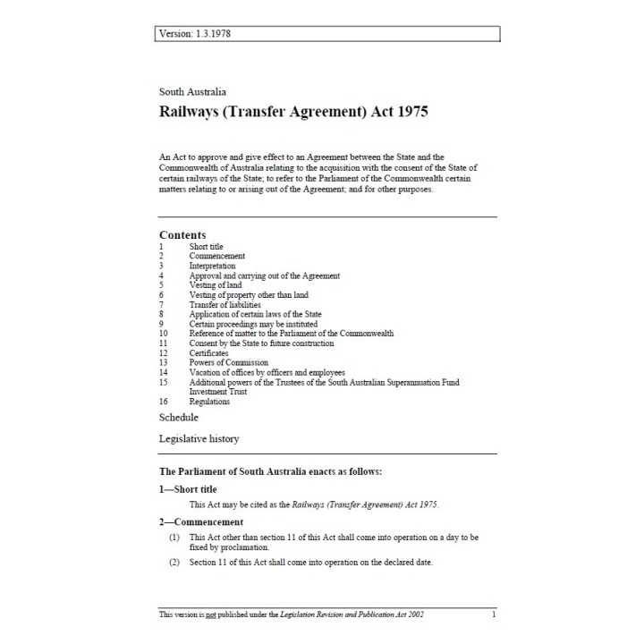 Railways (Transfer Agreement) Act 1975