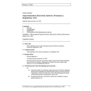 Superannuation (Electricity Industry Pensioners) Regulations 2016