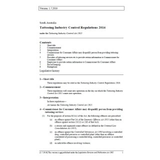 Tattooing Industry Control Regulations 2016