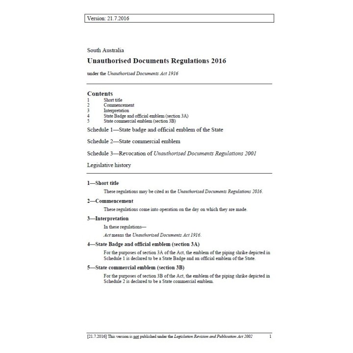 Unauthorised Documents Regulations 2016