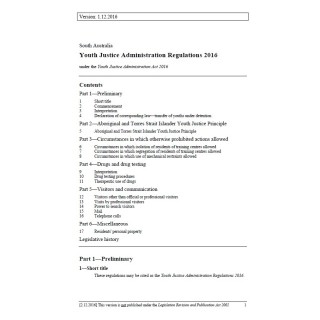 Youth Justice Administration Regulations 2016
