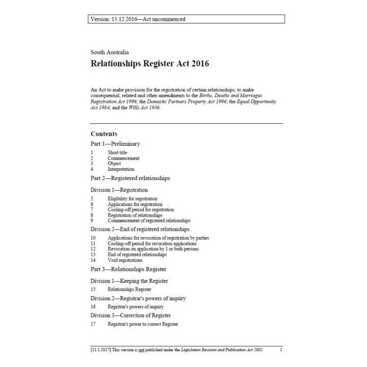 Relationships Register Act 2017
