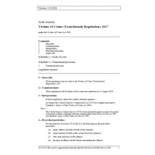 Victims of Crime (Transitional) Regulations 2017