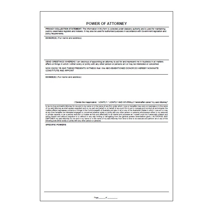 Power of Attorney Form P1