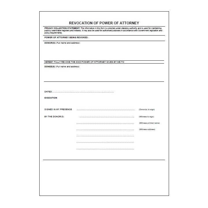 Revocation of Enduring Power of Attorney Form