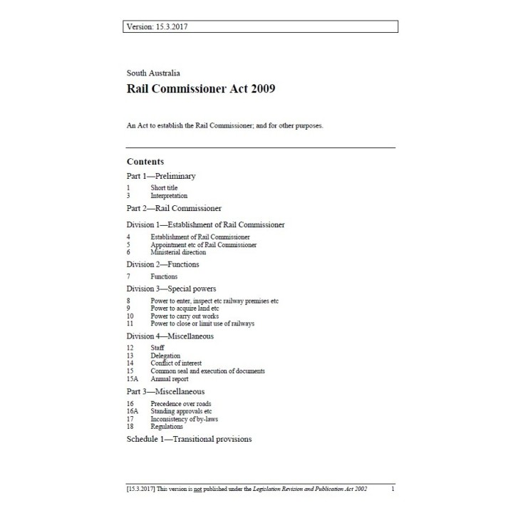 Rail Commissioner Act 2009