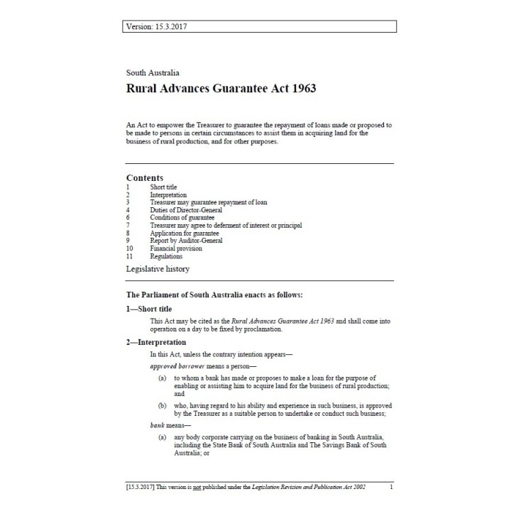 Rural Advances Guarantee Act 1963