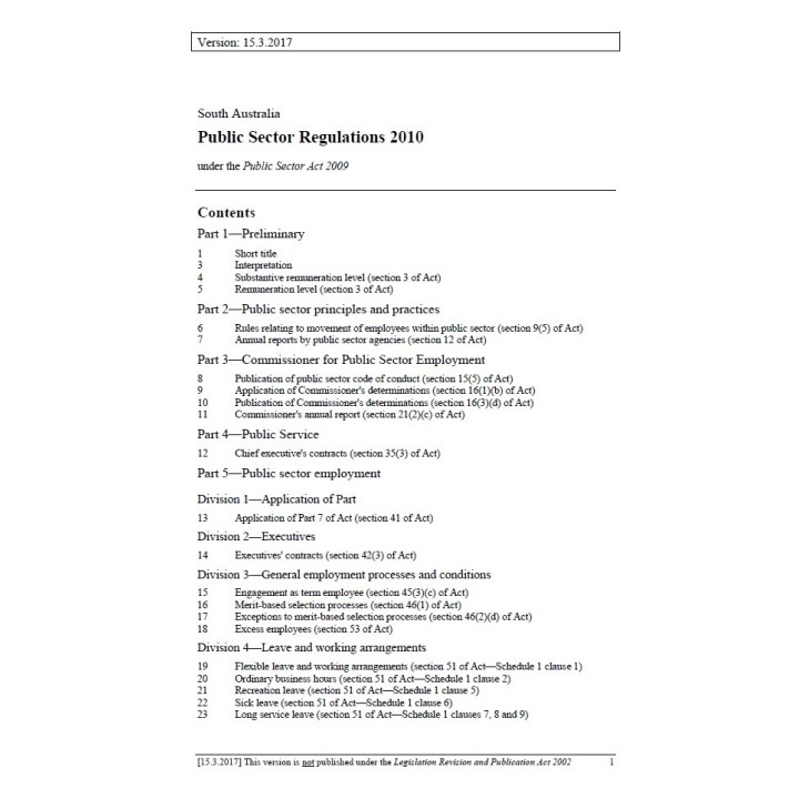 Public Sector Regulations 2010