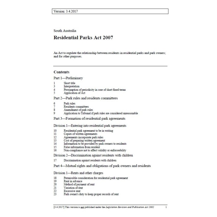 Residential Parks Act 2007