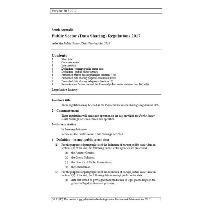 Public Sector (Data Sharing) Regulations 2017