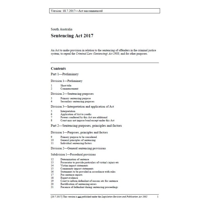 Sentencing Act 2017