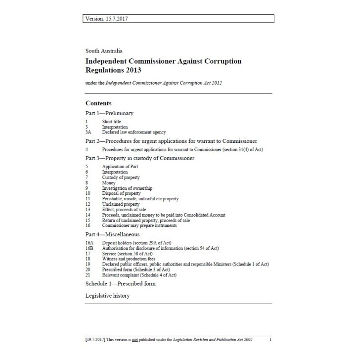 Independent Commissioner Against Corruption Regulations 2013