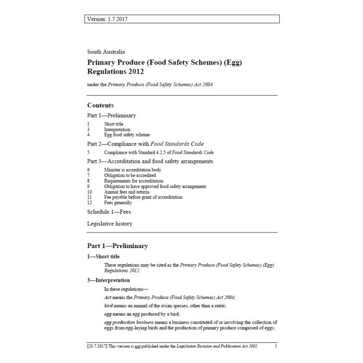 Primary Produce (Food Safety Schemes) (Egg) Regulations 2012