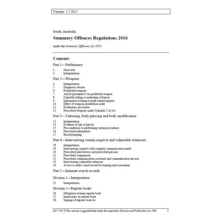 Summary Offences Regulations 2016