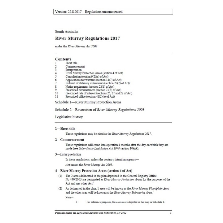 River Murray Regulations 2017