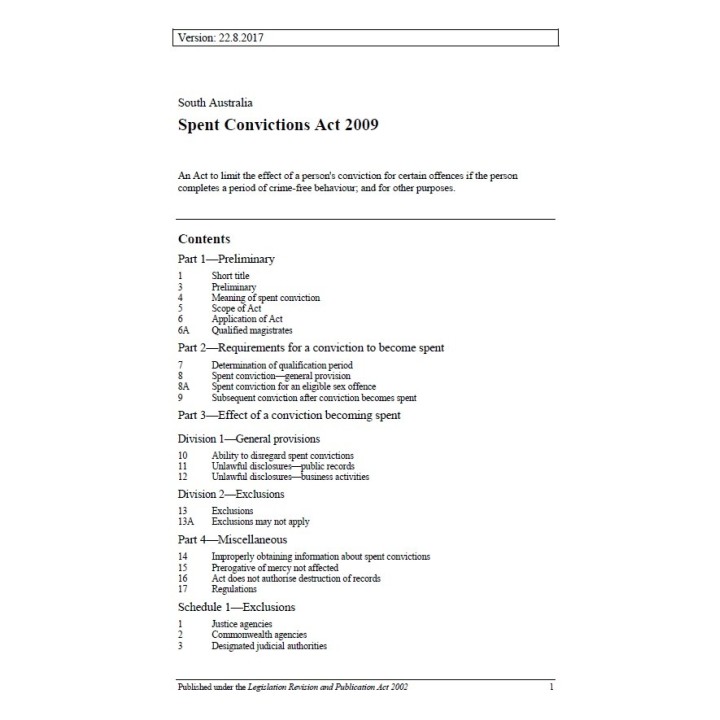Spent Convictions Act 2009