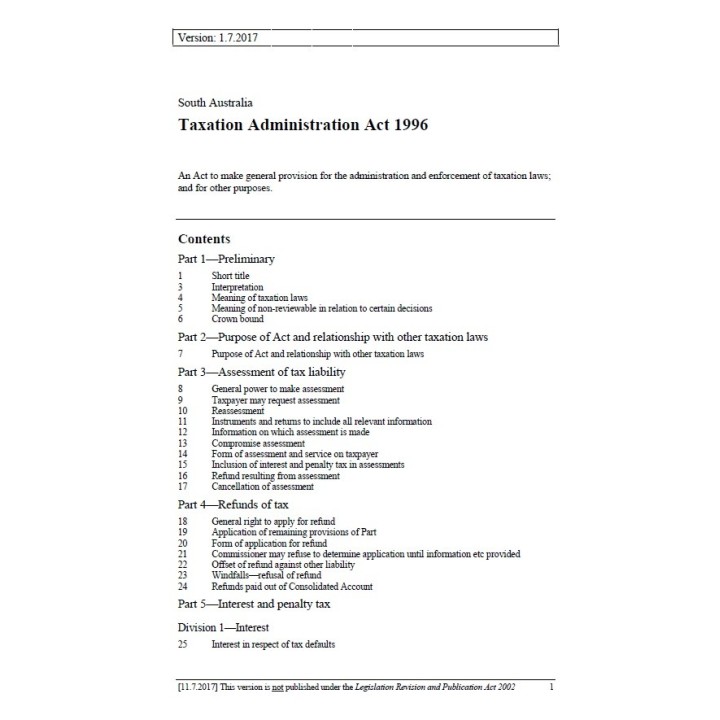 Taxation Administration Act 1996