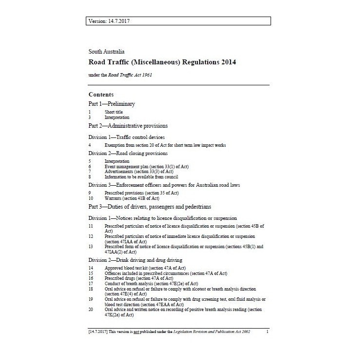 Road Traffic (Miscellaneous) Regulations 2014