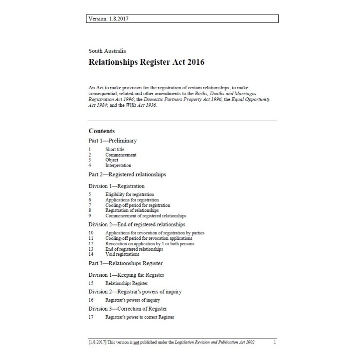 Relationships Register Act 2016
