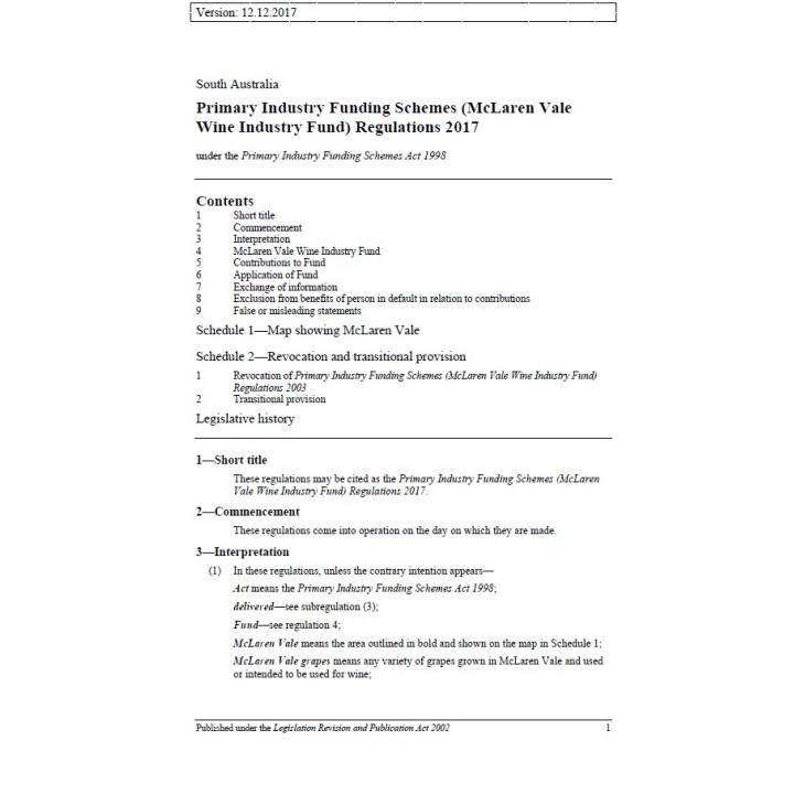 Primary Industry Funding Schemes (Mclaren Vale Wine Industry Fund) Regulations 2017