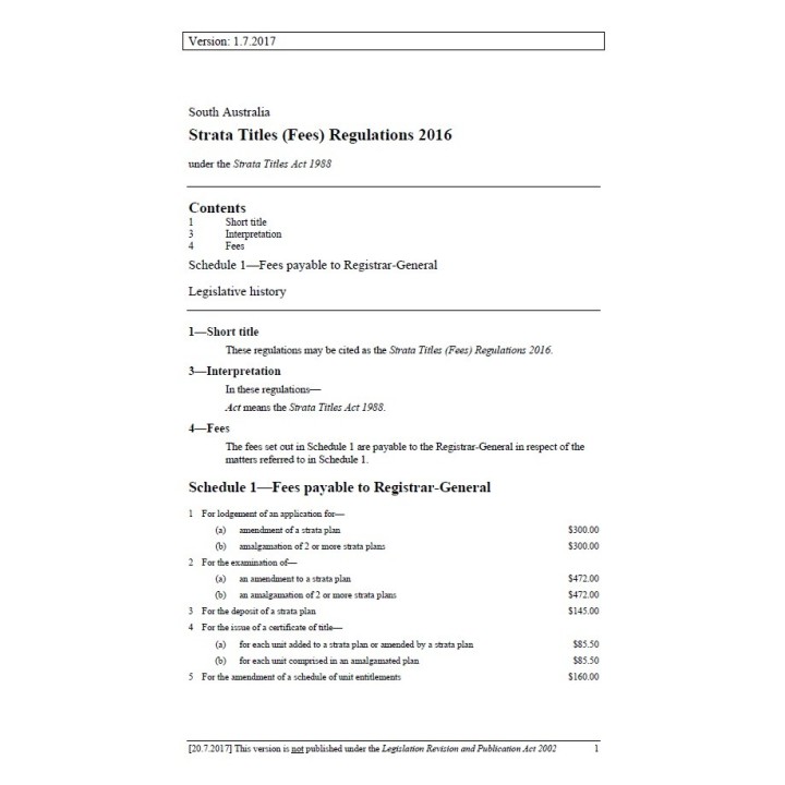 Strata Titles (Fees) Regulations 2016