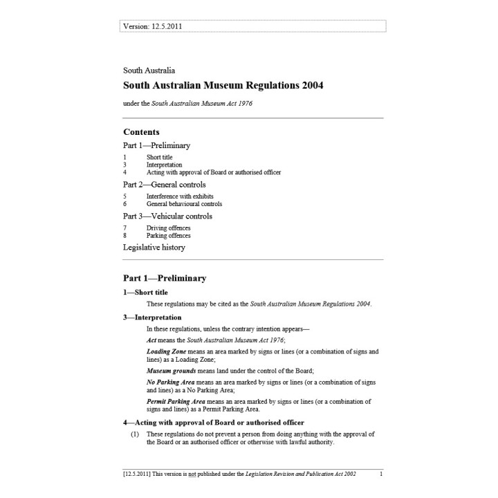 South Australian Museum Regulations 2019
