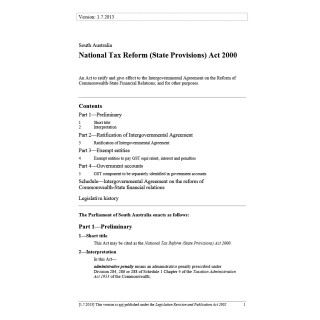 National Tax Reform (State Provisions) Act 2000