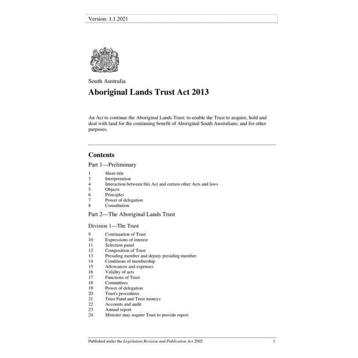 Aboriginal Lands Trust Act 2013