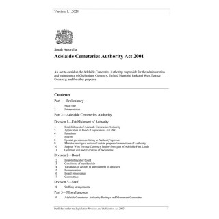 Adelaide Cemeteries Authority Act 2001