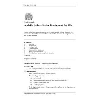 Adelaide Railway Station Development Act 1984