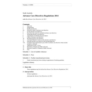 Advance Care Directives Regulations 2014