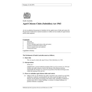 Aged Citizens Clubs (Subsidies) Act 1963