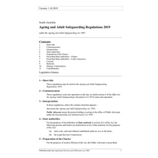 Ageing and Adult Safeguarding Regulations 2019