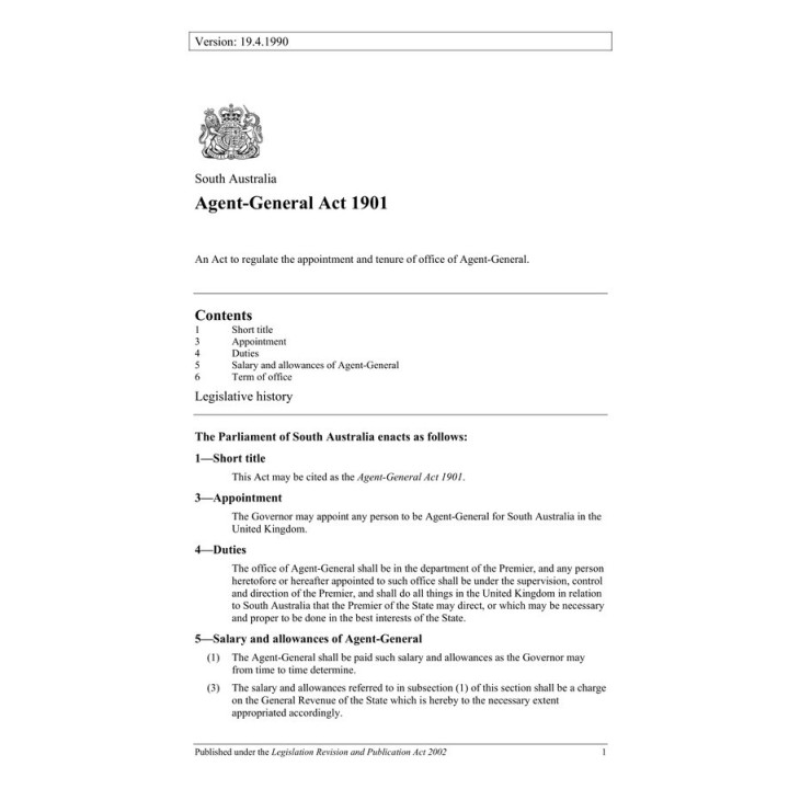 Agent-General Act 1901