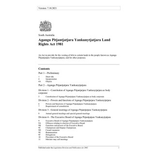Anangu Pitjantjatjara Yankunytjatjara Land Rights Act 1981