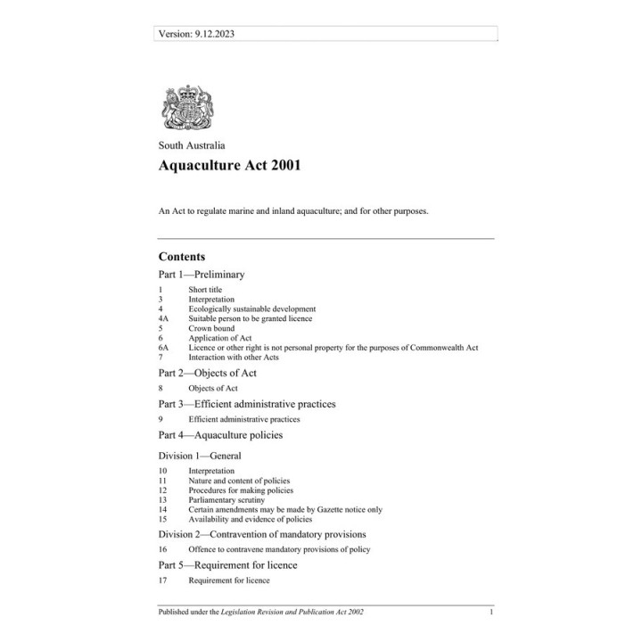 Aquaculture Act 2001