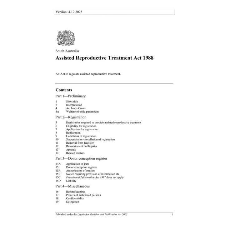 Assisted Reproductive Treatment Act 1988