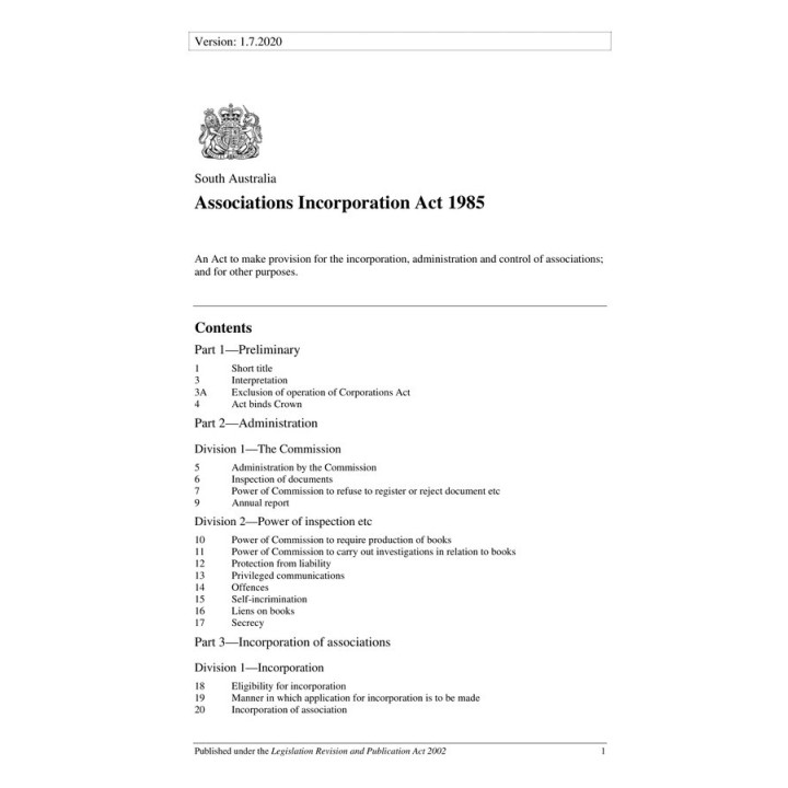 Associations Incorporation Act 1985