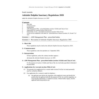 Adelaide Dolphin Sanctuary Regulations 2020