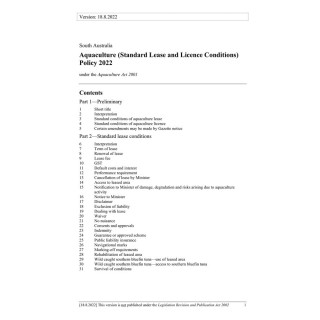 Aquaculture (Standard Lease and License Conditions) Policy 2022