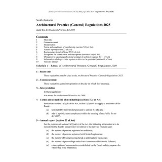 Architectural Practice (General) Regulations 2025