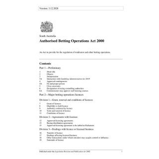 Authorised Betting Operations Act 2000